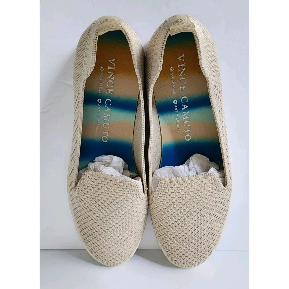New Vince Camuto Washable Knit Slip-On Shoes Cabreli Bone Off White 7 M